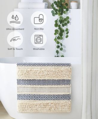 Asher Woven Texture Stripe Bath Rug, 22" x 58"
