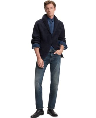 Men's BECKHAM x BOSS Blue Stretch Slim-Fit  Denim Jeans
