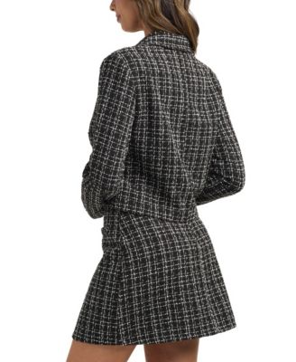 Women's Tweed Check Boucle Long Sleeves Jacket