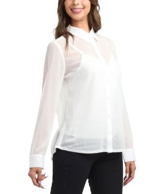 Women's Studded Chiffon Long Sleeves Shirt