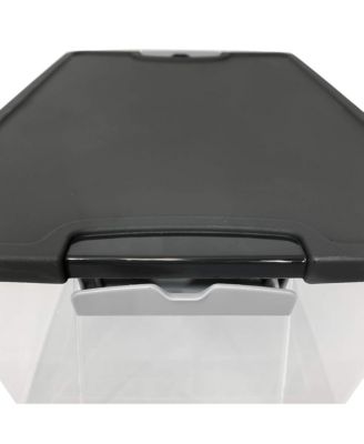 15 Qt Stackable Plastic Storage Container w/Snaplock Lid, Gray (4 Pack