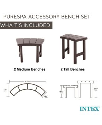 28515E 2 Medium PureSpa Accessories Benches, Compatible w/ 4 Person Spas