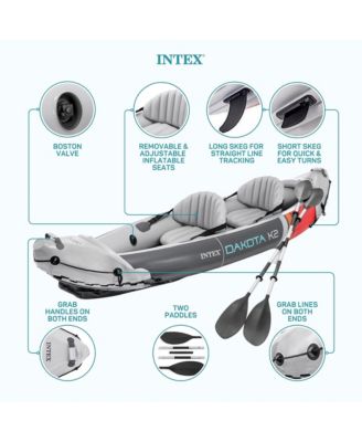 Dakota K2 2 Person Vinyl Inflatable Kayak and Accessory Kit w/ Oars & Pump
