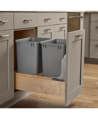 Double Pullout Bottom Mount Trash Cans 35 qt., Gray, 4WCBM-18DM-2