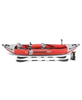 Excursion Pro Inflatable 2 Person Vinyl Kayak with 2 Oars and Pump, Red