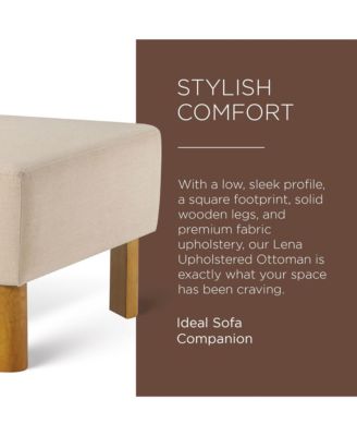 Lena Contemporary Upholstered Ottoman w/ Refined Natural Wood Finish