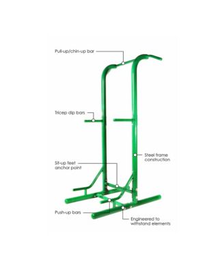 Outdoor Fitness Multi Use Strength Training Power Tower, Green