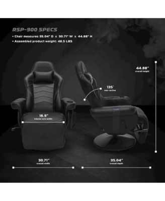 Reclining Gaming Chair with Footrest, Gaming Chair Recliner - Black