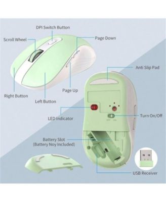 Wireless Keyboard And Mouse Combo - 2.4G Ergonomic Wireless Computer Keyboard With Tablet Holder, Silent Mouse With 6 Button, Compatible With, Green