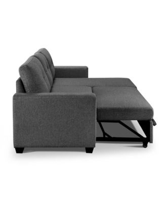 Tufted Sectional Chaise Sofa Sleeper with Storage in Dark Grey