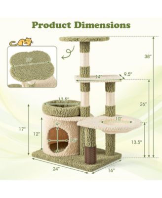 Multi-level Cat Tree Cute Cat Tower w/ Top Perch Private Condo Side Basket