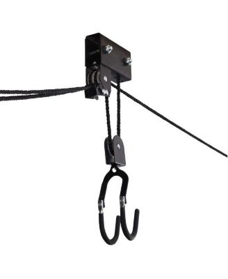 Kayak Hoist Set - Overhead Pulley System for 12-Foot Ceilings - 125lb Capacity Storage for Canoes, Bikes, Ladders, or Kayaks by (Black)