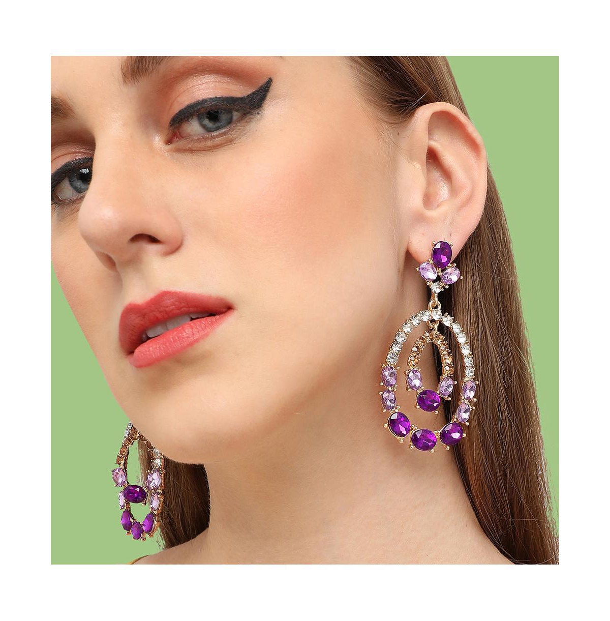 Sohi Women's Brown Dangling Drop Earrings In Purple