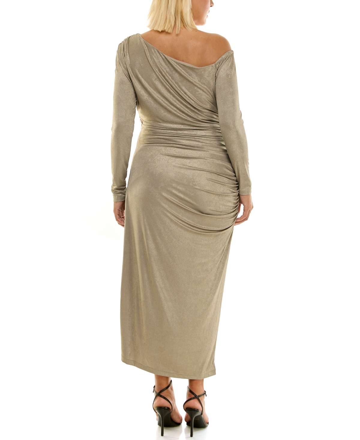 Taylor Plus Size Asymmetrical Side Ruche Maxi Dress In Multi