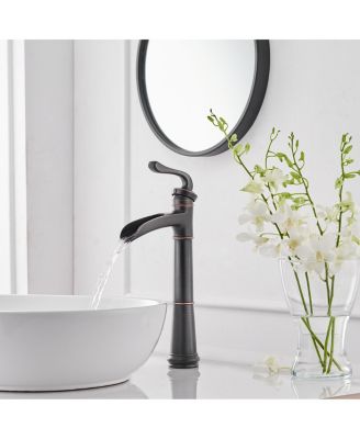 Waterfall Single Hole Single-Handle Vessel Bathroom Faucet with Pop-up Drain Assembly