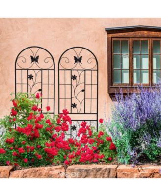 2 Pack Metal Garden Trellis 71" Rustproof Black