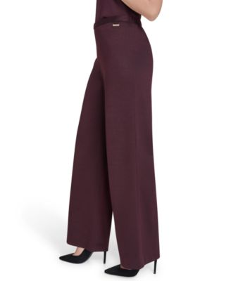 Women's Mid Rise Wide Leg Ponte Trousers