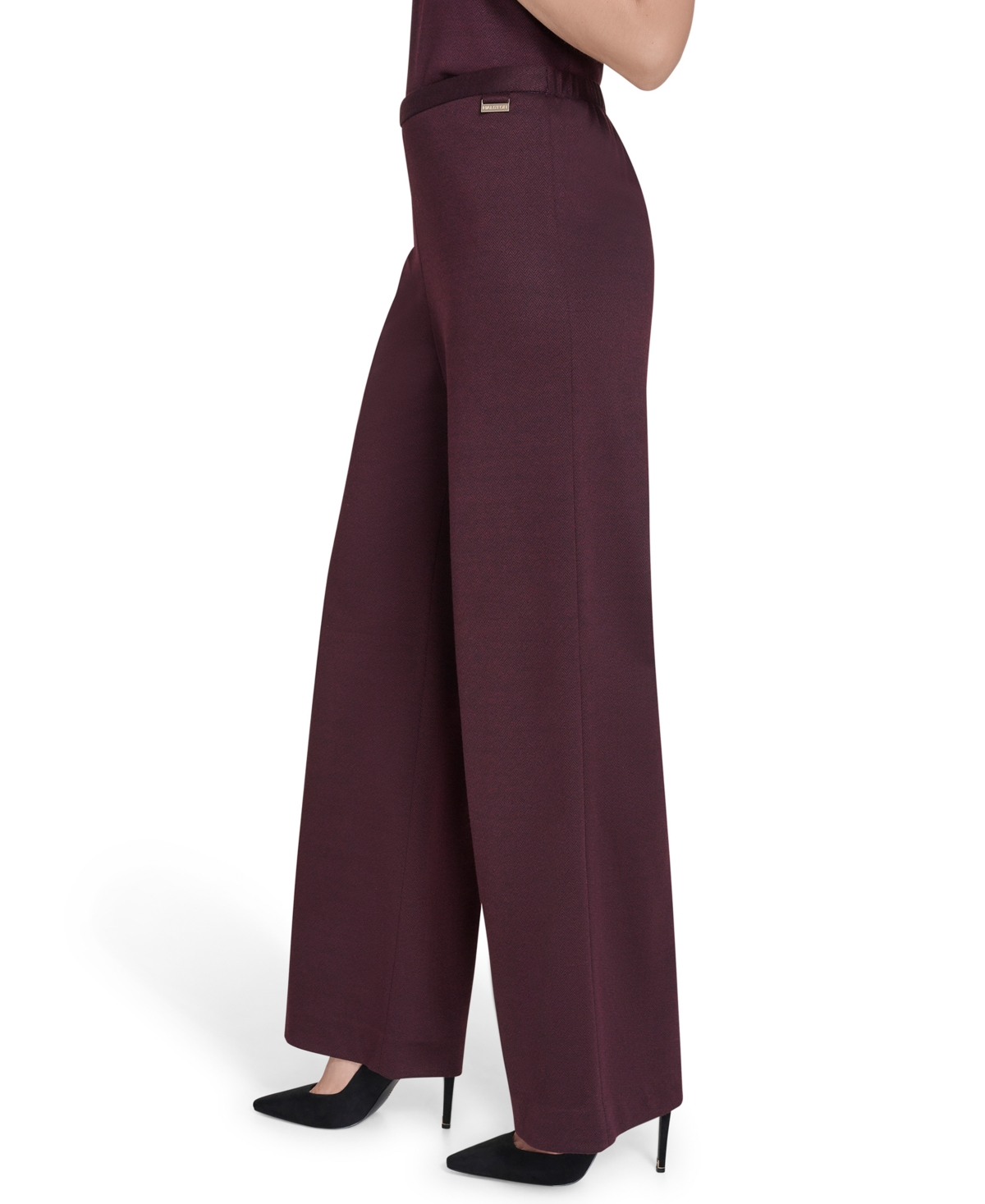 Halston Women's Mid Rise Wide Leg Ponte Trousers In Purple