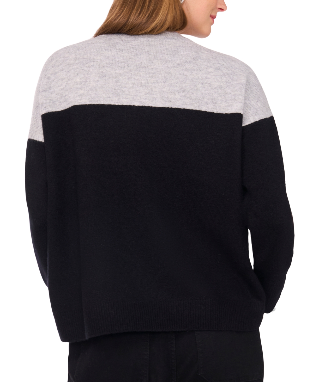 Vince Camuto Women's Cozy Extended Shoulder Color Blocked Sweater