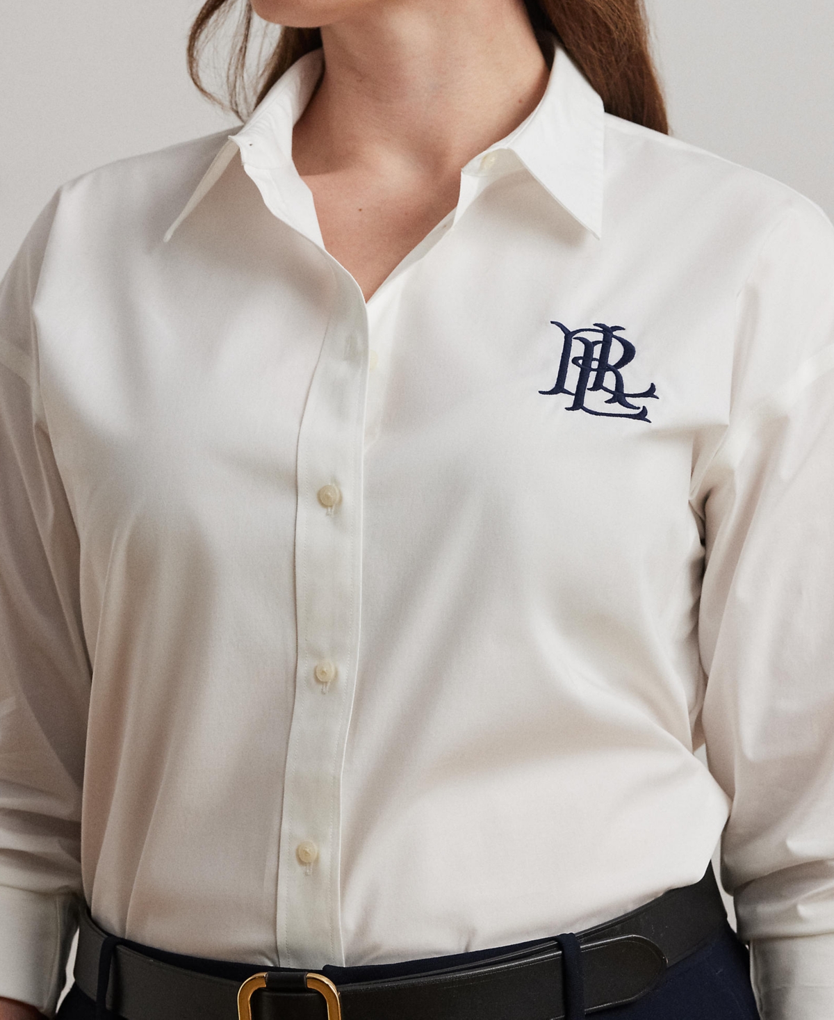 Ralph Lauren Plus Size Long Sleeves Top In White