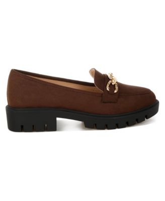 Jacop Micro Suede Metal Chain Link Loafers