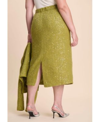 Women's Sequin Tweed Midi Skirt