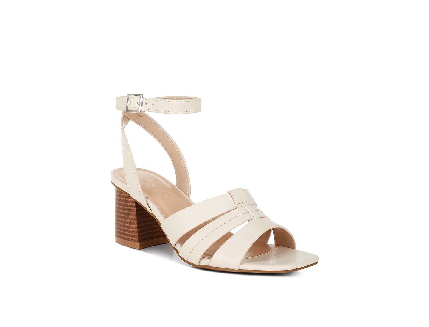 Женские сандалии London Rag Signora Pin Buckle Ankle Strap, цвет: Бежевая искусственная кожа — фото 4