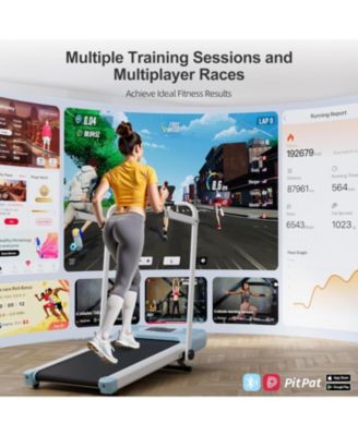 Superun 3-in-1 treadmill w/ handlebar. 300LB cap, 3.0HP motor, LED display, remote & APP control. Foldable for small home/office spaces