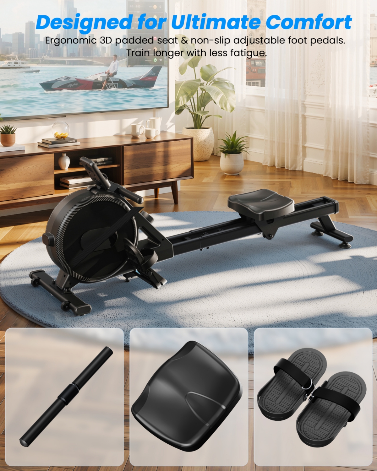 DeerRun 3-in-1 treadmill w/ handlebar. 300LB cap, 3.0HP motor, Led display, remote & App control. Foldable for small home/office spaces