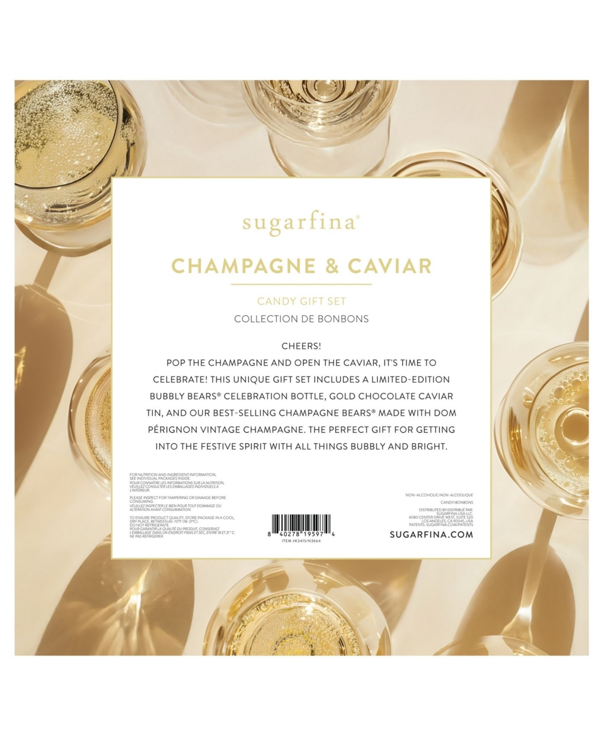 Sugarfina Champagne And Caviar Gift Set, 3-pc. In Transparent