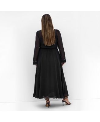 Plus Size Kara Stud Tie Neck Maxi Dress