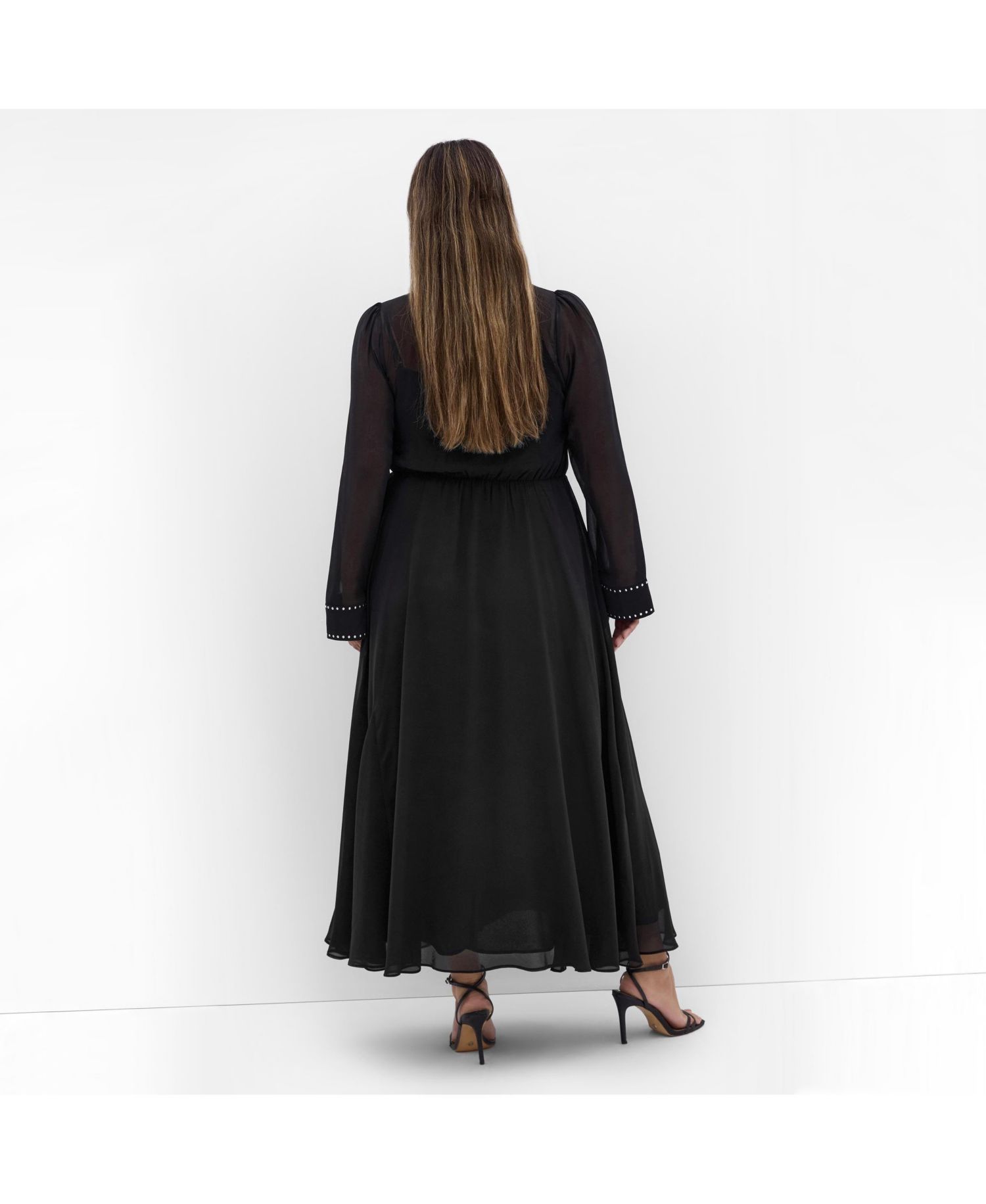 Plus Size Kara Stud Tie Neck Maxi Dress