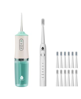 Rechargeable Water Flosser & USB Electric Toothbrush with 12 Brush Heads – Advanced Oral Care Set