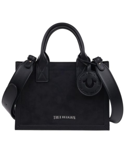 Женская сумка True Religion Suede PU Box Tote with Logo Tag, цвет: Чёрный