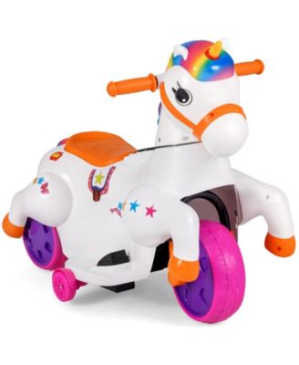 12V Kids Ride on Unicorn Toy w/ Training Wheels Music One-button Start & LED Power Display