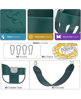 High Back Bucket Seat with Heavy Duty Seat Combo Pack – Toddler and Kids Seat for Swing Sets – Durable and Safe Design