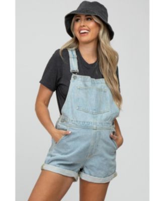 Maternity Light Blue Denim Short Overalls