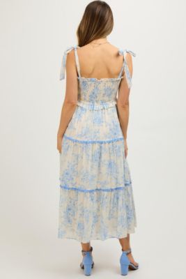 Maternity Floral Sleeveless Ruffle Tiered Midi Dress