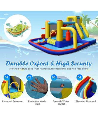 7-in-1 Inflatable Water Slide Water Park Kids Bounce Castle With 735W Air Blower