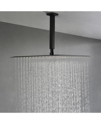 16&amp;#x22; Matte Black Shower Head - Luxury Rainfall Showerhead with Self-Cleaning Nozzles, Universal Fit - Bathroom Upgrade