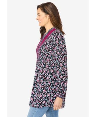 Women's Within Button-Front Mixed Print Tunic.