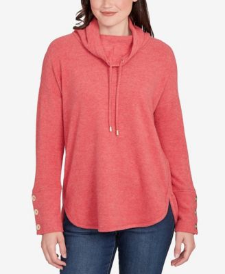 Petite Cowl Neck Cozy Hatchi Drawstring Top