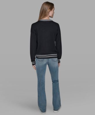 Women's Crewneck Perfume Bottle Detail Striped Sweater