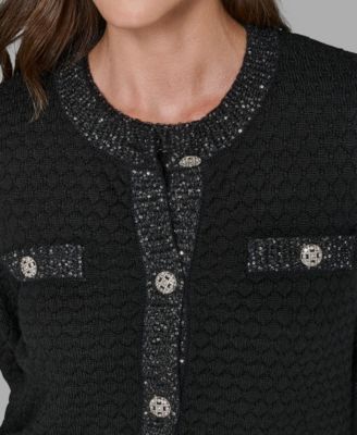 Women's Crewneck Textured Cardigan