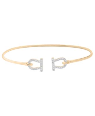 Wrapped - Diamond Double Lock Bangle Bracelet (1/4 ct. t.w.) in 10K Yellow Gold