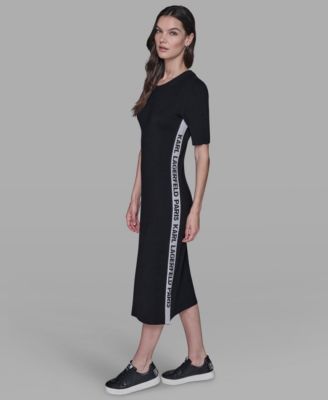 Women's Mock Neck Logo Trim Dress
