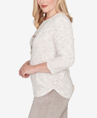 Calm Luxe Space Dye Knit Top with Necklace