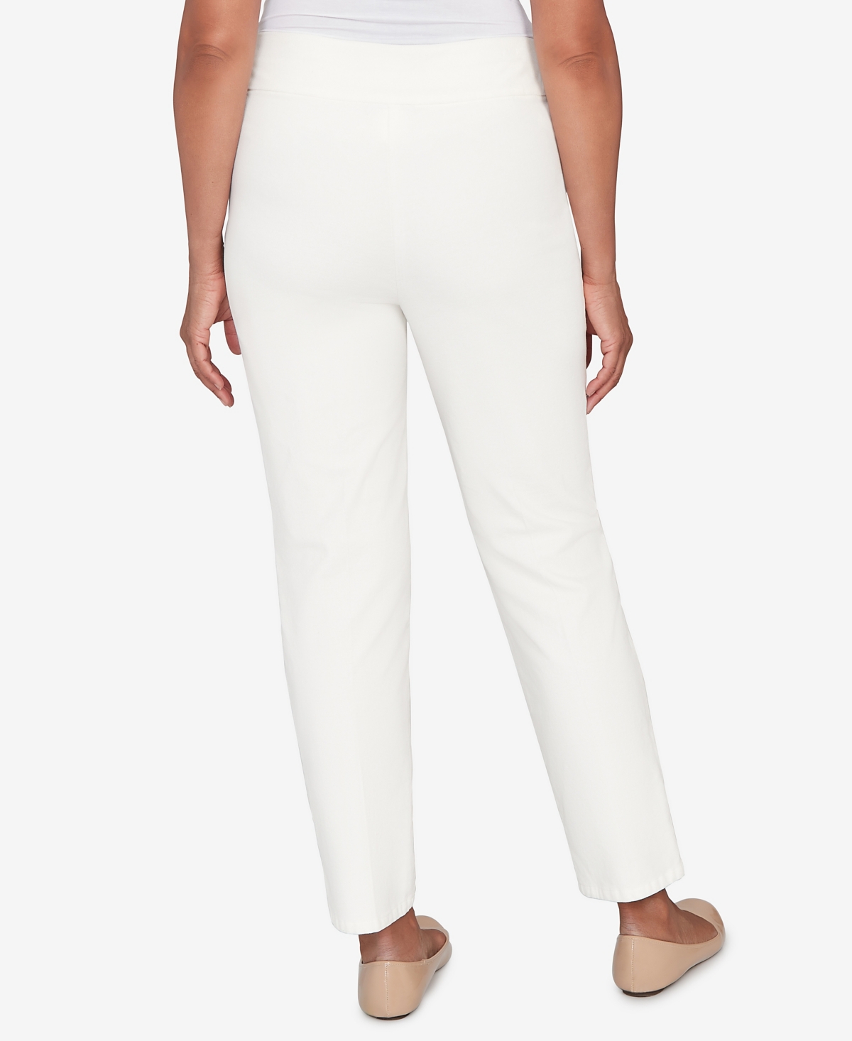 Alfred Dunner Vienna Allure Fit Flat Front Corduroy Average Length Pant In White
