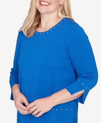 Women's  Barcelona Solid Floral Jacquard Knit Top