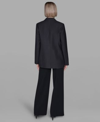 Karl Lagerfeld Womens Floral Print Collar Blazer Print Pants In Black